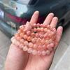 Pulsera de Cuentas Redondas de Jade Rosa Natural al por Mayor de un Solo Círculo Jade Melocotón Elaborado Joyería con Cuentas Diseño Simple Suministro en Vivo