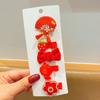 Horquilla de Año Nuevo para niña, con lazo rojo, accesorio para el pelo de estilo chino festivo.