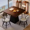 Mesa de comedor de madera maciza estilo vintage, mesa cuadrada, mesa redonda, mesa de centro, madera de fresno con diseño en relieve, diseño minimalista para espacios pequeños, mesa de comedor, mesa de café