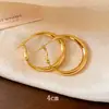 Brincos de Argola Lisos Estilo Minimalista Transfronteiriço Europeu e Americano, Brincos de Círculo Moda Vintage, Estilo de Nicho, Luxo Leve, Brincos Simples, Joias