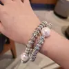 Pulseira de Diamante com Contas Estilo Luxo Leve Moda Versátil Pulseira para Celular Pingente Gancho para Capa de Celular Pulseira Chaveiro