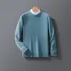 Novo suéter de lã 100% pura, gola redonda espessa, suéter de malha camada interna moda casual de negócios masculino