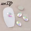 Pedras de strass AB iridescentes de formato completo com base plana para nail art, pedras de strass para unhas brancas translúcidas, acessórios decorativos para unhas postiças, atacado