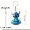 Stitch Desenho Animado Chave de Carro Plana Acrílico Novo Pingente Chaveiro Pingente Decoração de Mochila Pingente