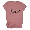 Sitio Independiente Europeo y Americano de Ebay Camiseta Casual Versátil Simple para Mujer Nana Corazón Cuello Redondo Manga Corta Capa Base Comercio Exterior