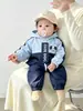 Macacão com Capuz de Manga Longa para Bebês para Primavera e Outono para Meninos e Meninas, Macacão Outerwear Fofo e Estiloso para Recém-Nascidos, Roupa para Lua de Mel
