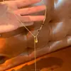 Collar Gargantilla con Borla de Cuentas Color Café Gota de Agua para Mujer, Cadena para Clavícula de Estilo Minimalista Metálico, Cadena Ajustable para Suéter, Tendencia 2026
