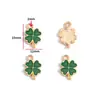 Acessórios para Joias de Liga DIY Pingente de Flor de Girassol com Óleo Gotejante Trevo de Quatro Folhas Pulseira Colar Brincos Pingente W494