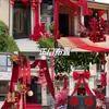 Nueva Decoración de Boda para Entrada de Patio Rural, Tela de Seda Roja para Entrada de Casa Autoconstruida, Arreglo de Cortina para Habitación de Boda