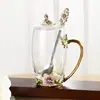 Tazas de Esmalte al por Mayor del Fabricante, Nuevo Estilo para Mujeres, Tazas de Té con Flores de Alto Valor para el Hogar, Vasos de Agua Exquisitos de Oficina de Gama Alta