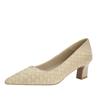 5168-19 Sapato Elegante de Salto Alto com Design Trançado de Alta Qualidade, Bico Quadrado, Versátil, para Mulheres, com Salto Grosso e Flats Que Podem Ser Pisados na Primavera e Outono