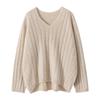 Pulôver Decote V 100% Caxemira Leve Tricô Normcore Cor Clara Tricot Solto Feminino Outono e Inverno Novo Estilo Preguiçoso
