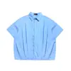 Camisas de Lapela Manga Curta Estilo Coreano Redutoras de Idade Estilo College para Homens e Mulheres, Novo Design de Verão, Camisas de Meia Manga Soltas Plissadas