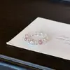 Anillo de Cristal Blanco Facetado Perla Shijia Manta Rosa Cristal de Fresa Natural para Mujer Estilo Casual Exquisito Lujo Ligero