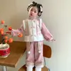 Roupa de Ano Novo para Meninas Inverno 2025 Novas Roupas de Inverno Estilosas para Crianças Roupa Bebê Estilo Chinês Traje Tang Conjunto Espesso de Ano Novo