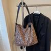 Outono 2025 Nova Bolsa de Camurça com Estampa de Leopardo Bolsa Feminina Grande Capacidade Ombro Moda Bolsa Crossbody Bolsa Portátil Axila