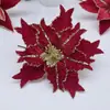 Decorações de Flores de Natal Lantejoulas Feitas à Mão Estilo Popular do Instagram Flores Artificiais Vermelhas Acessórios Pingentes para Árvore de Natal Flores de Natal