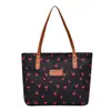 Nova Bolsa Feminina Simples Estampada 2025 Doce e Fashionável Bolsa de Ombro Feminina de Grande Capacidade Estilo Ocidental Bolsa Tote Cereja