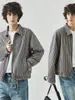 Ropa para Hombre Apo Chaqueta Cruzada a Cuadros para Hombre Otoño Marca de Alta Gama Moderna Guapo Holgada Casual Chaqueta con Cremallera Superior