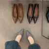Sapatos de Salto Agulha Apontados de Luxo de Nicho para Mulheres, Estilo Francês para Primavera e Outono, Moda para Ir ao Trabalho à Noite, Sapatos de Vovó