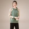 Casaco Suéter Cardigan Feminino Primavera e Outono Nova Cor Color Block Corrida Casual Solto Emagrecedor Com Capuz Zíper Top Tendência