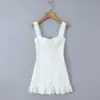 6801-26 Estilo Nuevo de Principios de Primavera Estilo Europeo y Americano Patchwork Encaje Dobladillo Cordón Corbata Ajustado Sin Mangas Vestido