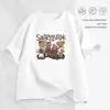 Camiseta feminina branca de manga curta, nova roupa feminina de corte solto, top moderno chique de verão, camiseta feminina de nicho com gola redonda