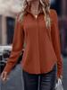 Camisa de Mujer Abotonada Solapa de Satén Doble Puerta Top de Manga Larga Estilo Commuter Cárdigan Slim Ropa de Mujer Transfronteriza