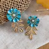 Pendientes de botón con gota de aceite, flor, hoja, perla, estilo vacación en la playa, dopamina, pendientes colgantes, nicho, hermoso temperamento, joyería para orejas