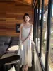 Vestido Lencero de Satén de Acetato Estilo Francés para Mujer Guangzhou Shisanxing 2026 Primavera Nuevo Vestido de Longitud Media 61269