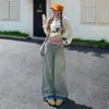 2026 Nuevos Jeans Azules Lavados Retro Americanos para Mujer Nueva Textura de Bambú de Tiro Bajo Versátiles Adelgazantes Pantalones de Pierna Ancha