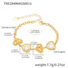 Miduoduo Corazón Romántico Francés Piedra de Cristal Checo Conjunto de Joyería Pulsera Collar Acero Inoxidable Chapado en Oro Real 18K