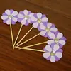 Palillo con banderín de flor pequeña para pastel, accesorios de decoración para pastel, Paquete de 6