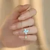 Collar de Plata de Ley S925 con Esmalte Azul Claro en Forma de Cola de Golondrina para Mujer con Borlas, Cadena Versátil de Moda Estilo Fresco y Bosque para Clavícula Floral