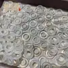 Jalea de Lichi Hielo Natural Ágata Blanca Calcedonia Anillo Corredizo DIY Pulsera Circular de Jade con Cuentas Anillo de Presión Accesorios