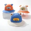 Chapéu de sol infantil bordado, chapéu bucket de sol para primavera e outono, chapéu de pescador unissex para bebê, algodão puro, novo estilo de verão