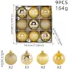 Bolas de Natal Transfronteiriças, Conjunto de 9 Peças, Bolas Decorativas de Plástico Galvanizado, Acabamento Espelhado e Acabamento Fosco, Enfeites para Árvore de Natal, Conjunto Embalado, Atacado