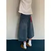 Shorts de mezclilla de retazos a cuadros retro americano para mujer, de verano, tiro alto, holgados, adelgazantes, casuales, versátiles, pantalones cropped de pierna ancha