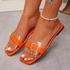 Zapatillas de Verano Nuevas 2025 para Mujer Comercio Exterior Talla Grande Punta Cuadrada Moda Hebilla de Cinturón Simples Casuales Sandalias de Playa para Mujer