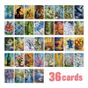 Conjunto Transfronterizo Nuevo de 36 Tarjetas de Pintura al Óleo de Paisajes Impresionistas y Florales, Tarjetas de Felicitación Decoradas con Texto, Conjunto de Tarjetas Postales Vintage