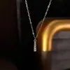 Colar de prata de lei S925, cravejado de diamantes, em formato de trapézio, estilo japonês, minimalista, leve, luxuoso, zircônia cúbica cintilante, moderno, design versátil, corrente para clavícula