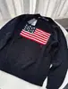 Transfronterizo Europeo y Americano Otoño e Invierno 2024 Explosiones Bandera Americana Suéter de Punto para Mujer Elegante Casual Combinable Cuello Redondo Manga Larga Suéter