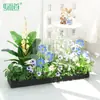 Maceteros con Flores Artificiales y Plantas Verdes, Combinaciones de Flores y Plantas Falsas, Maceteros Decorativos para Separación y Ocultación, Arte Floral Paisajístico