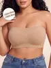 Sutiã plus size europeu e americano transfronteiriço com bojos fixos, sem aro, com tiras de silicone antiderrapantes modeladoras e alças removíveis