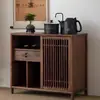 Novo Gabinete Lateral de Mesa de Chá Estilo Chinês, Mesa Lateral de Madeira de Ulmeiro Antigo, Mesa de Chá Mini Pequeno Apartamento de Nogueira Preta com Chaleira Integrada