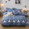 Juego Minimalista de Cuatro Piezas de Algodón Cepillado Clase a, Sábana Plana Engrosada, Funda Nórdica, Sábana Ajustable, Juego de Cama de Tres Piezas de Algodón Lavado para Dormitorio