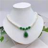 Collar de Perlas de Agua Dulce Naturales Puras Colgante de Calcedonia para Novia 520 Regalo para Suegra
