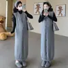 Ropa de Maternidad de Talla Grande Nuevo Estilo Conjunto de Maternidad de Dos Piezas Casual Vestido de Maternidad Tejido + Conjunto de Maternidad de Capa Base