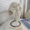 Nuevo Gorro de Lana Tejido Hueco Hecho a Mano para Mujer, Delgado Transpirable Estilo Étnico con Borla, Gorro de Punto