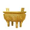Venta al por mayor de fábrica latón dragón doble ding incensario dorado Sheng Ding Cai Ding antiguo de cuatro patas Ding decoración del hogar de la fortuna